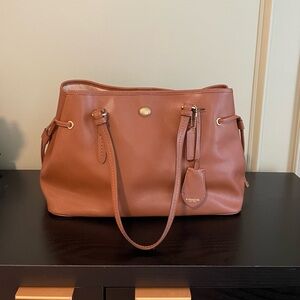 Coach Peyton Brown Leather Drawstring Shoulder Bag